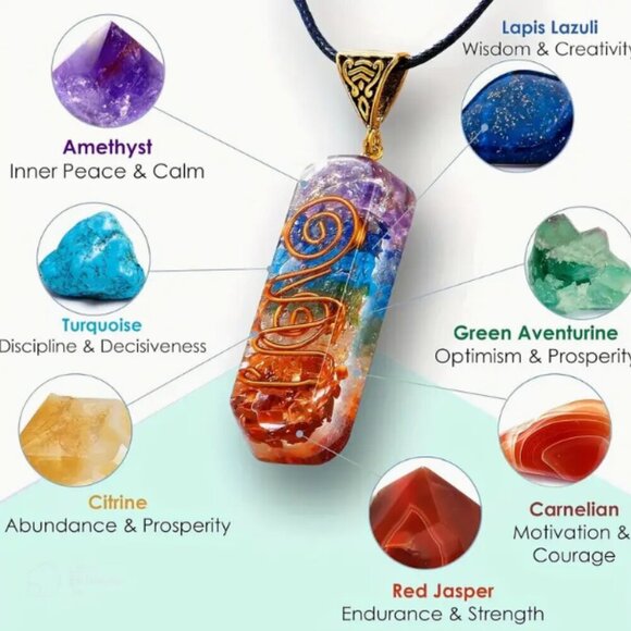 Chakra Necklace & Bracelet Healing Set NWT - Picture 6 of 7